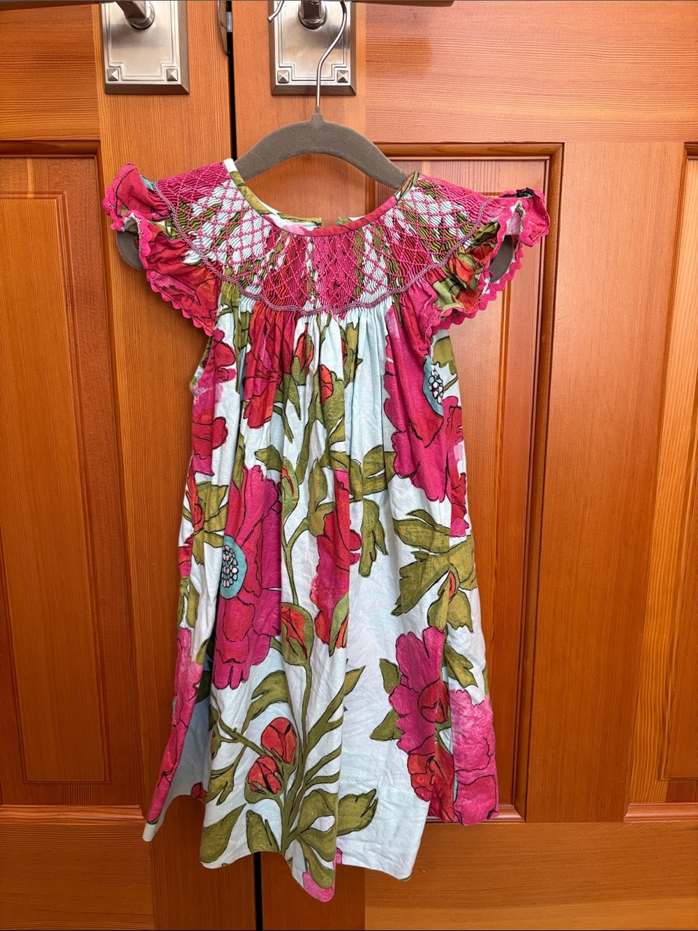 LIKE NEW Little Threads Girls Floral Smocked Dress 100% Cotton 2T